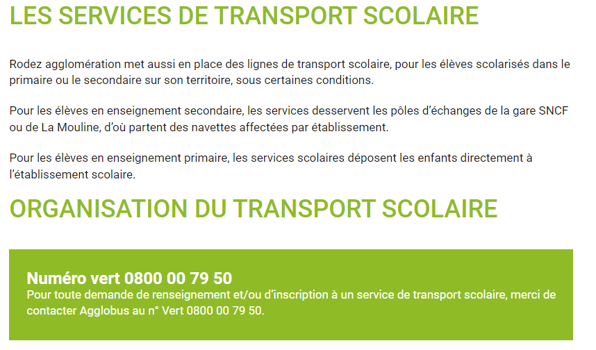 Les services de Rodez Agglomération horaires bus Rodez - transports scolaires